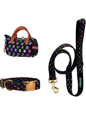 Green Pet Bundle: Standard Size Dog Bone, Waste Bag Dispenser, Collar & Leash